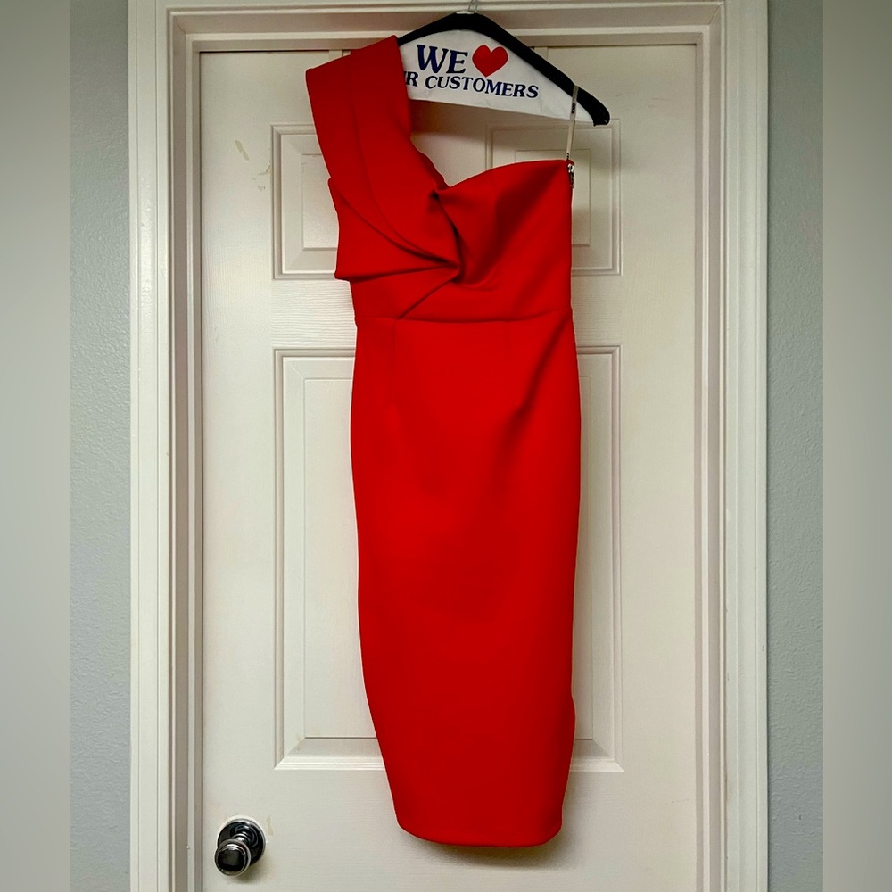 ASOS formal red midi scuba dress